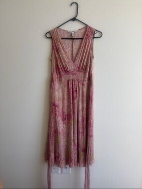 Diane Von Furstenberg Pink Paisley V-Neck Midi Dress